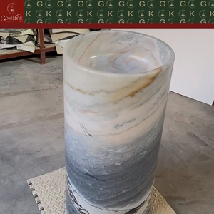 Lavabo de Columna de Mármol Gris Blanco Veteado GOLDKING Ocean Storm para Baño Principal, Cuarto de Invitados, Proyecto de Construcción Nueva, OEM Personalizado - Product Image 4