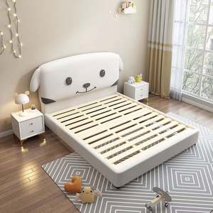 Cartoon Dog Kids Bed 1.5m Single Bed with Solid <b>Wood</b> Frame & Soft Upholstery for Boys Girls Princess Room - Product Image 6