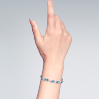 Gelang Perak 925 Topaz dengan Batu Permata Potongan Pir, Inlay Motif Bunga, Bentuk Tetesan Air, Hadiah Ulang Tahun Wanita