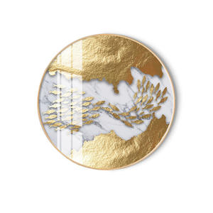 Sala de estar redondo decorativo de lujo pez dorado pájaro volador mariposa colgante de pared cristal hoja de oro lienzo pintura de pared - Product Image 3