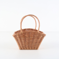 Panier de courses en osier fait main avec doubles poignées, panier fourre-tout en rotin naturel pour pique-nique, cadeau, rangement de fleurs