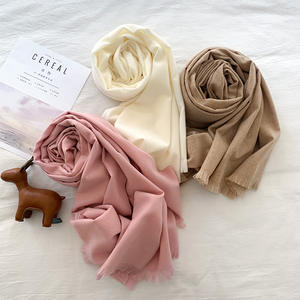 ผ้าพันคอฤดูหนาวสีทึบสำหรับผู้หญิง,ผ้าพันคอฤดูหนาวพร้อมพู่ขายส่งฮิญาบสีสันสดใส - Product Image 2