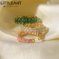2023 nouvelle mode polyvalent anneaux 18k plaqué or cuivre incrusté Zircon ovale ouverture réglable anneau pour les femmes