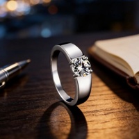 Labor-Gezüchteter Diamant Herren-Verlobungsring S925 Silber PT950 14K/18K Weißgold Runder Brillantschliff Klassischer Stil