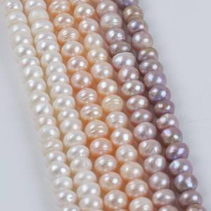 Collar de Perlas de Agua Dulce de Color Blanco y Morado Mezclado de 9-10 mm, Cuentas Planas, Material Semiterminado para Joyería DIY - Product Image 1