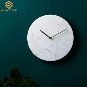 Round Natural Stone <strong>Black</strong> <strong>Marquina</strong> Marble Wall Clock New Design for Living Room - Product Image 2