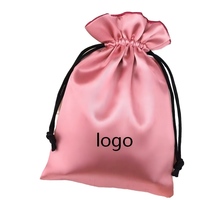 Petit sac promotionnel en satin de soie avec fermeture à glissière 30x40cm et 20x30cm Logo personnalisé pour pochette d'emballage de perruque de stockage de bijoux