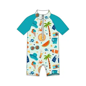 Kids boys Swimsuits Baby One piece Customized Print Summer Children boy Swimwear