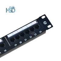 Harga terbaik 1U 19 inci rak pemasangan 24 Port Modular Keystone modul CAT7 CAT6A LAN jaringan kompatibel hitam Panel Patch