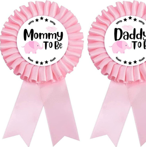 Baby Shower Decorations Ribbonb Badge Mommy <strong>to</strong> <strong>Be</strong> <strong>Daddy</strong> <strong>Be</strong> Gender Reveal Elephant Button Baby Celebration Blue Pink 7.5x16cm - Product Image 5