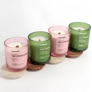 Lussuoso Barattolo per Candele Personalizzato con Fondo Curvo e Coperchio in Legno con Logo Inciso, Contenitore per Candele e Scatola di Imballaggio Personalizzabili - Product Image 2
