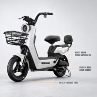 Vélo Électrique Longue Portée Nouveau Style 48V 350W avec Pneus Larges, Vélo de Ville, Trottinette Électrique, Cadre en Acier Carbone, Batterie au Lithium 30-60KM