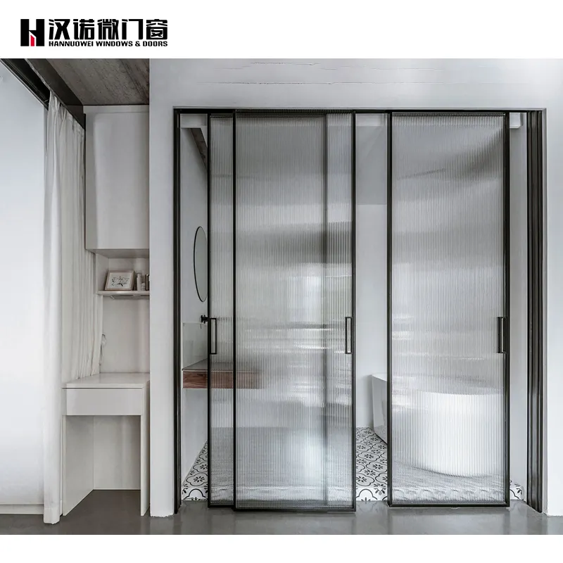 bathroom sliding door design waterproof and antifogging transparent toughened glass