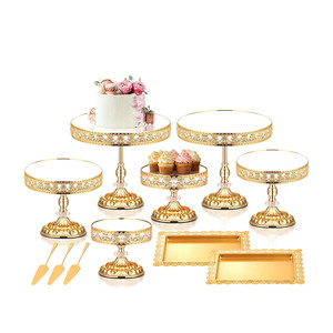 Supports à gâteaux écologiques STELLAR en or, ronds/triangulaires, en cristal, pour la décoration de gâteaux et desserts, de haute qualité, vente chaude - Product Image 1
