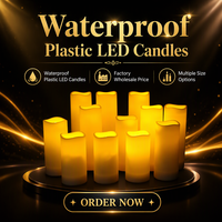 Bougie LED Votive en Plastique ABS Étanche, Bougie Électronique Sans Flamme Résistante au Vent pour Église, Jardin, Noël, Hôtel, Décoration