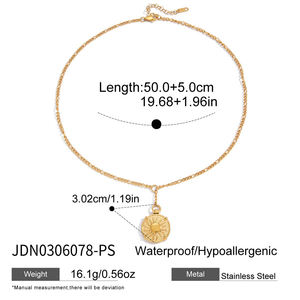 J & D gioielli Vintage in acciaio inossidabile impermeabile disegno del sole due toni martellato Texture collana con ciondolo a moneta - Product Image 4