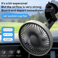 Ventilateur de voiture portable à ventouse, alimenté par USB, 3 vitesses réglables, ajustement universel, matériau ABS, charge Type-C 5V/2A, ventilateur de refroidissement pour véhicule
