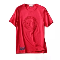 Camiseta de Algodón Supima Orgánico de Alta Calidad para Hombre al por Mayor con Estampado Gráfico y Repujado 3D Personalizado de Talla Grande en Diseño Liso Tejido