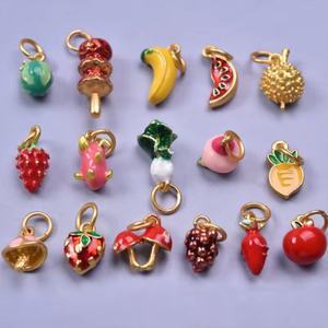 Collar de cadena de anillos sueltos básico DIY de acero inoxidable chapado en oro de 18K con colgante de fruta de verano y dijes finos - Product Image 5