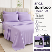 Ensemble de draps de lit en viscose de bambou série 2000, 6 pièces, taille King, ultra-doux et rafraîchissant, avec drap-housse à poches profondes, vente en gros