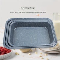MIXWARES Yapışmaz Dikdörtgen Derin Fırın Tepsisi Seti 3 Boy Karbon Çelik Kek Kurabiye Tepsisi Ev Fırınında Kızartma İçin
