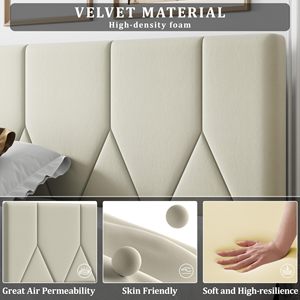 <span class=keywords><strong>Letto</strong></span> Moderno in Legno con Piattaforma, Testiera Imbottita Morbida, Regolabile, Rosa/<span class=keywords><strong>Bianco</strong></span>/Nero, Elegante Rivestimento 1800*2000*1200mm - Product Image 6
