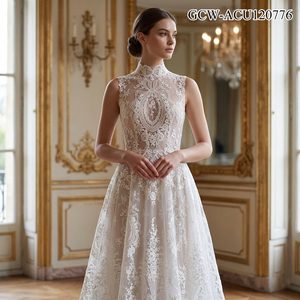 <span class=keywords><strong>Tissu</strong></span> en dentelle de tulle brodé de fleurs blanches GCW-ACU120776 pour robe de mariée - Product Image 1