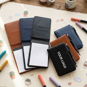Patented In-Stock Portable Loose Leaf <b>Notepad</b> A7 <b>Small</b> Notebook Logo-Printed Multifunctional Sticky Note Booklet Mini Pocket PU - Product Image 1