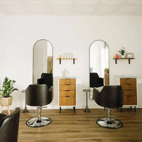 Nouvelle conception, chaise de styliste en cuir véritable, ensemble complet avec miroir, mobilier de salon pour salon de coiffure, atelier, vente en gros