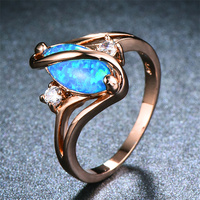 Mode ovale bague en forme de S dames de mode bague opale en or rose personnalité bague créative bijoux en gros