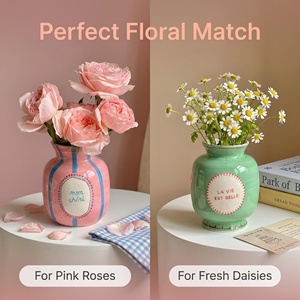 Vases en céramique peints à <span class=keywords><strong>la</strong></span> main, 2 pièces, décoration rétro style ferme française, parfaits pour <span class=keywords><strong>la</strong></span> maison, le bureau et les cadeaux de mariage/Saint-Valentin - Product Image 2
