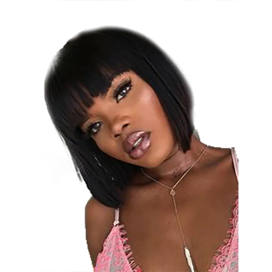 Apple Girl Top Selling Wholesale Bob Style Short Cuticle Aligned Brazilian Hair Lace Front Wig Human Hair Bob Wigs With Bangs
