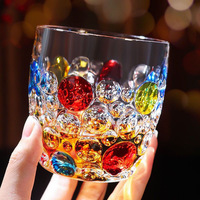 Chope à bière en verre Sunpro, motif rond peint à la main, design moderne – Vaisselle élégante pour hôtel et usage domestique, cadeau d'affaires