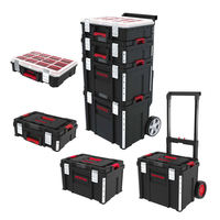 Chariot à outils empilable 4 en 1 avec roulettes, étagère amovible, boîte de rangement, organisateur