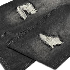 Vaqueros anchos vintage para hombre, lavados y rasgados, estilo baggy, con efecto degradado y agujeros, de corte holgado, para streetwear. - Product Image 5