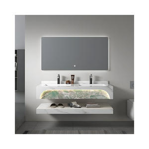 Juego de baño Premium con lavabo de cuarzo pulido Gabinete de <span class=keywords><strong>espejo</strong></span> LED <span class=keywords><strong>antivaho</strong></span> Bisagras de cierre suave - Product Image 5