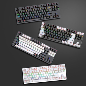 Venta caliente 87-Key <span class=keywords><strong>RGB</strong></span> Iluminado Teclado mecánico con cable Moldeado por inyección Keycap para Office ESports Green Axis Keyboard - Product Image 1