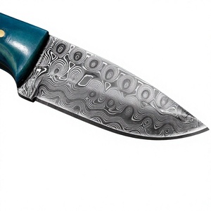 Premium Damascus Steel Camping <b>Knife</b> <b>Bone</b> <b>Handle</b> <b>Knives</b> OEM Logo Leather Sheath pocket knifes - Product Image 5