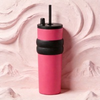 Gobelet de voyage polyvalent pour smoothies avec paille large, gobelet réutilisable de 24 oz pour café glacé, idéal pour la salle de sport et un mode de vie sain
