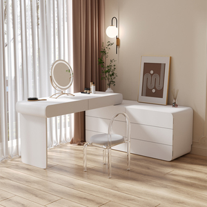 Table de maquillage haut de gamme pour chambre à coucher, Design en bois massif, ensemble de coiffeuse personnalisé accepté - Product Image 4