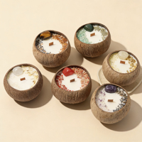 FORTUNE BOLIN Vente en gros de bols en noix de coco naturels faits à la main, fleurs séchées, bougies parfumées naturelles avec cristaux