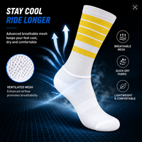 Chaussettes de cyclisme aérodynamiques Tour De France Team Edition, blanches avec rayures jaunes, chaussettes de vélo antidérapantes en silicone