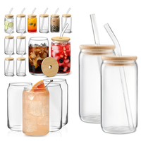 Gobelets à bière, cocktails, latte glacé, café glacé, verres à boire, essentiels pour la maison, verres à boire avec couvercles en bambou et pailles