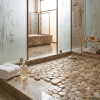 Dalles de mosaïque en galets de rivière naturels mélangés, design japonais, écologiques, pour salle de bain, douche, sol, piscine, extérieur