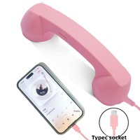 Combiné téléphonique filaire de type C à branchement direct, style rétro, avec écouteur filaire et annulation active du bruit (ANC)