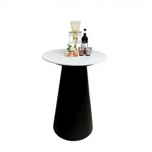 Tables de bar à pied haut de gamme en fer noir avec <span class=keywords><strong>plateau</strong></span> en dalle de roche pour événements, banquets et bars à cocktails modernes - Product Image 1