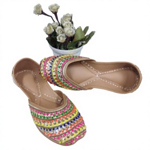 Floral Embroidered Genuine Leather Flat Traditional Fashion Trend <b>Toe</b> Elastic Band Women's Walking Style Shoes Breathable All - Product Image 3