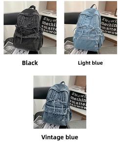 Zaino Vintage in Denim Casual <span class=keywords><strong>Sportivo</strong></span> per Laptop Grande Capacità Borsa per Studenti di Scuola Superiore e Università Zaino in Denim per Uomini e Donne - Product Image 4