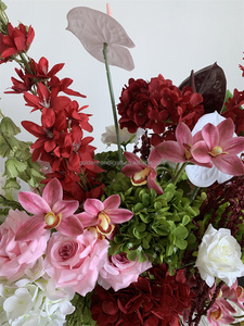 Borgoña marfil blanco rosa verde Hortensia boda arco flores de seda para graduación Borgoña Arbor flor nuevo diseño - Product Image 2