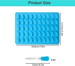 แม่พิมพ์ซิลิโคนเกรดอาหาร ปลอดสาร BPA แบบ 2 แพ็ค คุณภาพพรีเมียม ขายดี 50 ช่อง สำหรับทำเยลลี่หมี กัมมี่ ขนมหวาน หรือทำน้ำแข็ง ไม่ติดแม่พิมพ์ - Product Image 2